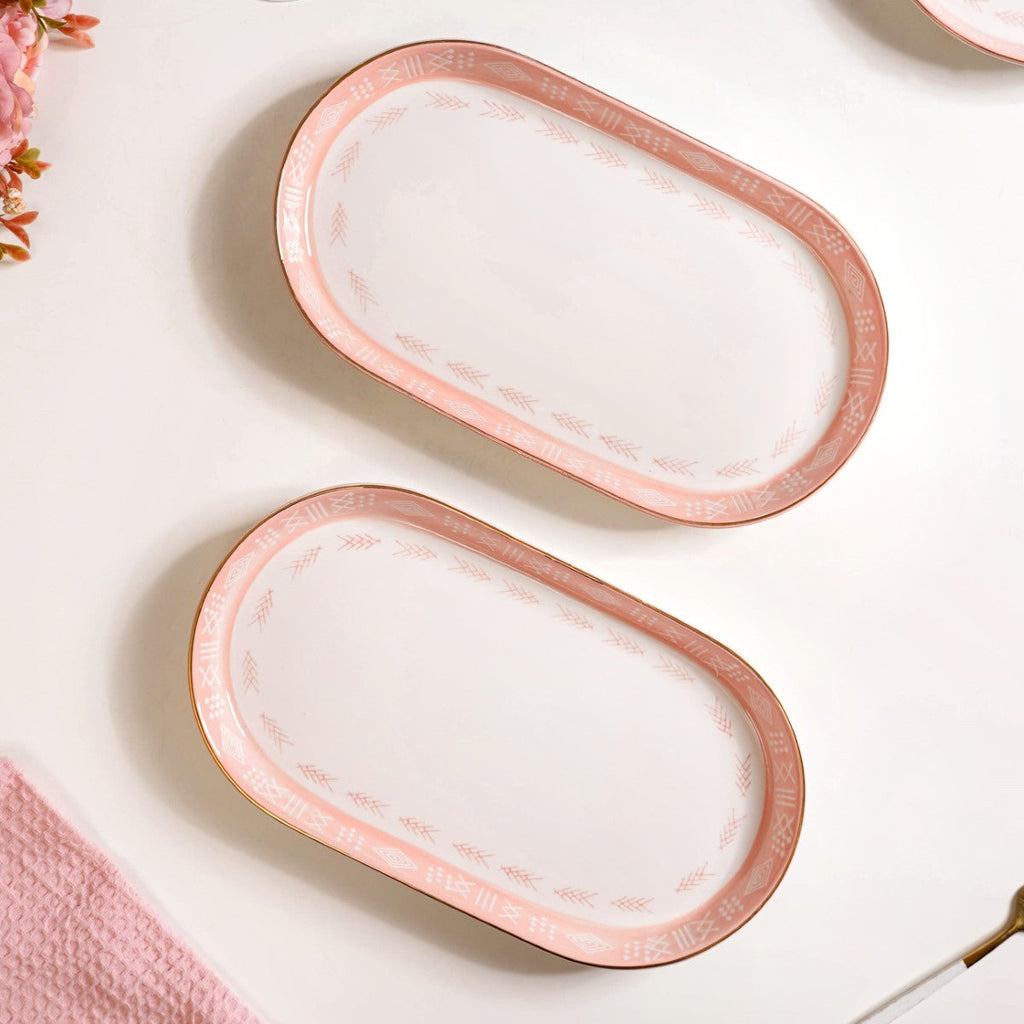 Set Of 2 Azo Pink Serving Platters 12 Inch