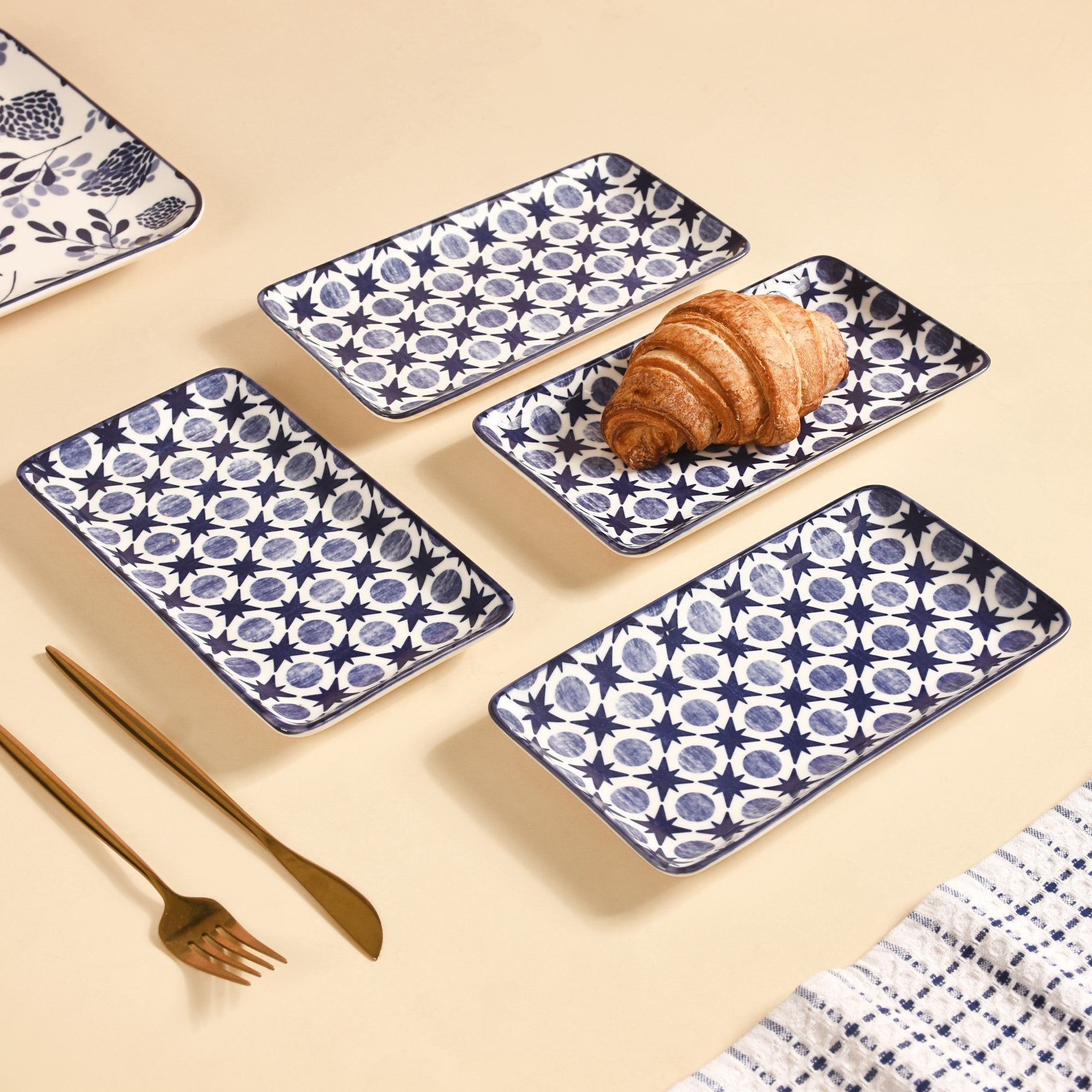 Abstract Design Ceramic Platters Set Of 4 8x4 Inch