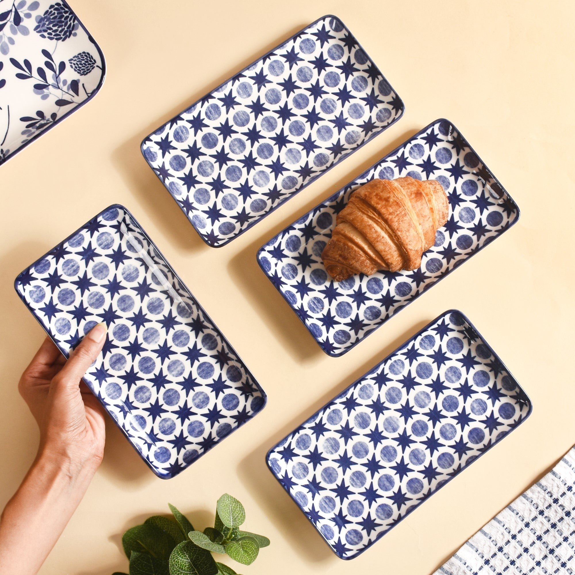 Abstract Design Ceramic Platters Set Of 4 8x4 Inch