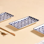 Abstract Design Ceramic Platters Set Of 4 8x4 Inch