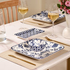 Abstract Design Ceramic Platters Set Of 4 8x4 Inch