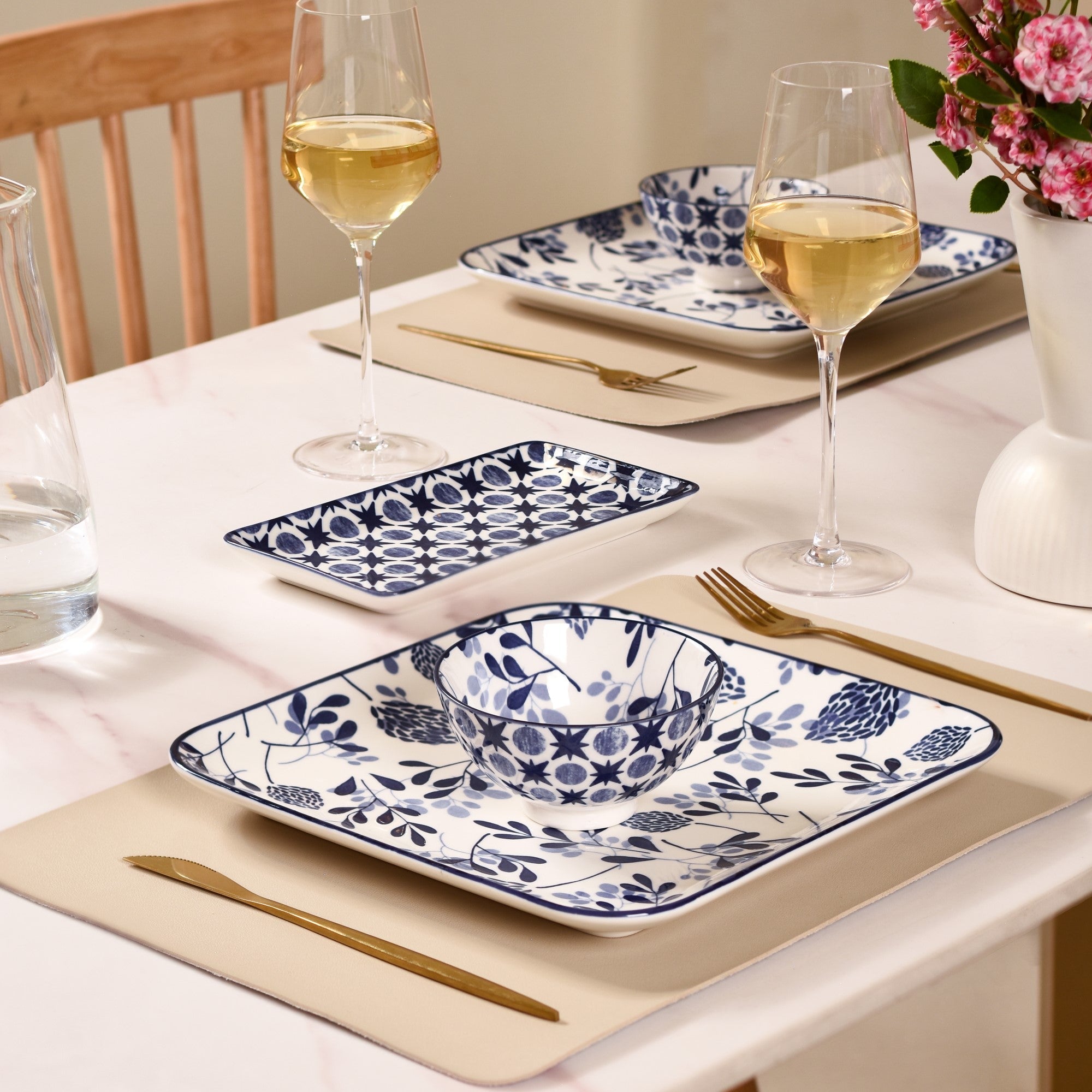 Abstract Design Ceramic Platters Set Of 4 8x4 Inch