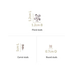 Playful Whimsy Silver Stud Earrings Set Of 3