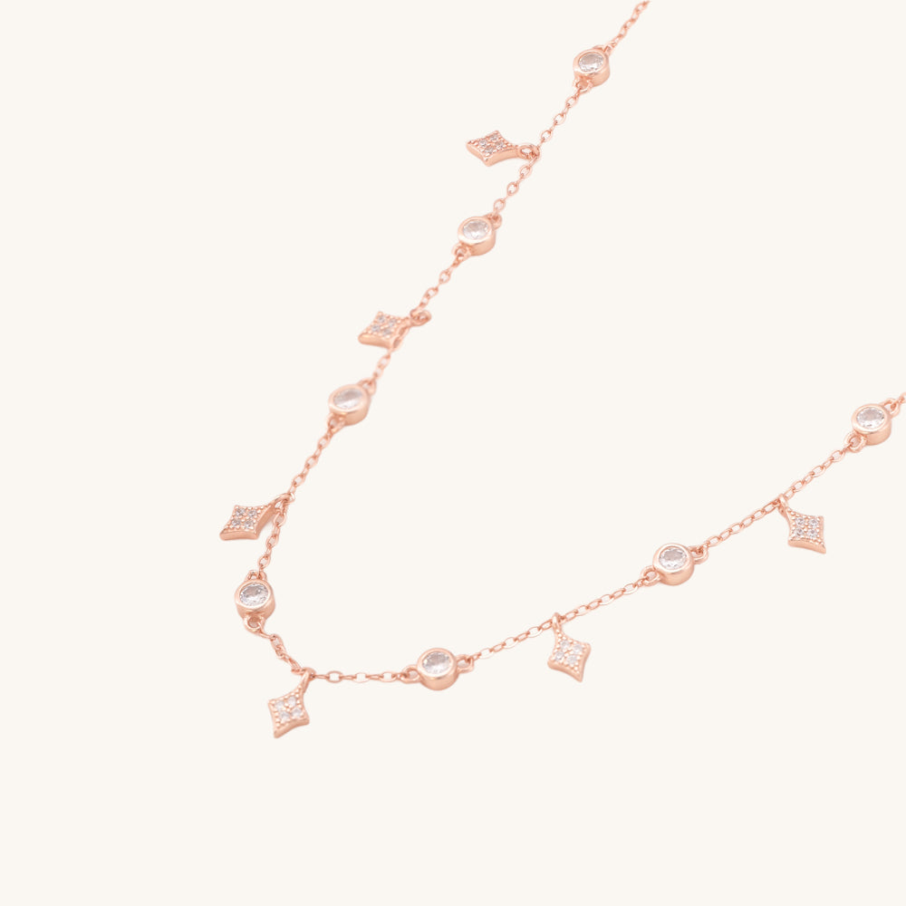 Diamond Affair Necklace- 18k Rose Gold Vermeil