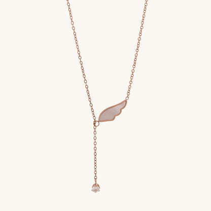 Plumes Solitaire Necklace- 18k Rose Gold Plated