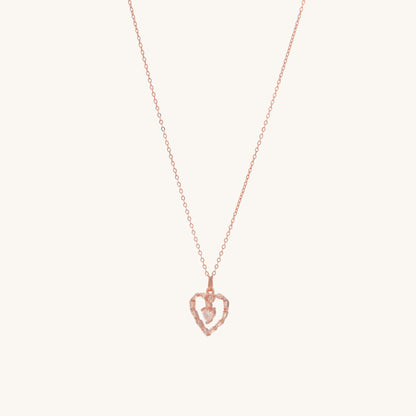 Diamond Heart Necklace- 18k Rose Gold Vermeil