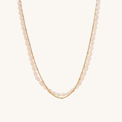 Pearl Chain Two Layer Necklace