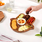 Hamsa Hand Wooden Platter With Dip Bowl