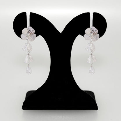 Poppy Blossom Sparkling Silver Danglers