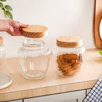 Glass Storage Jars Set of 2 With Wooden Lid 2200ml