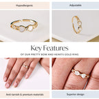 Pretty Bow And Hearts Gold Ring