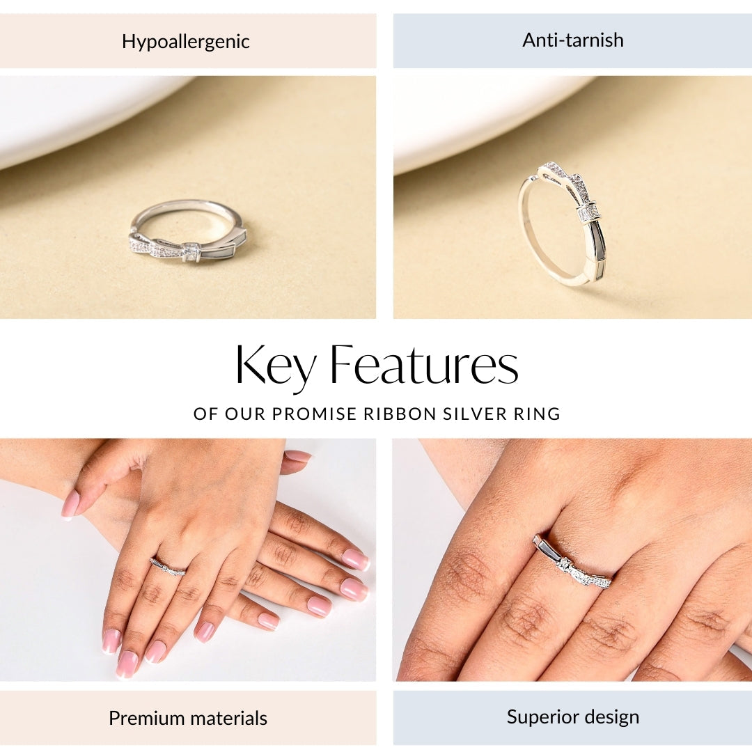 Promise Ribbon Silver Ring