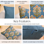 Earthy Botanical Embroidered Cushion Cover 40x40cm