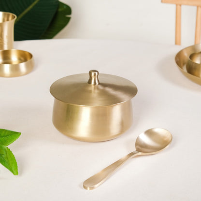 Pure Kansa Serving Bowl With Lid And Ladle Medium 1000ml