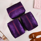 Purple Zippered Travel Shoe Bags Small Set Of 3