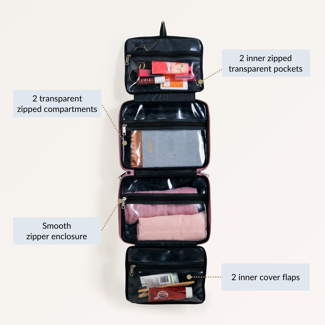 Quilted Travel Organiser Pink