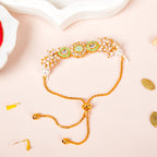 Elegant Green Kundan Rakhi Hamper For Bhaiya Bhabhi