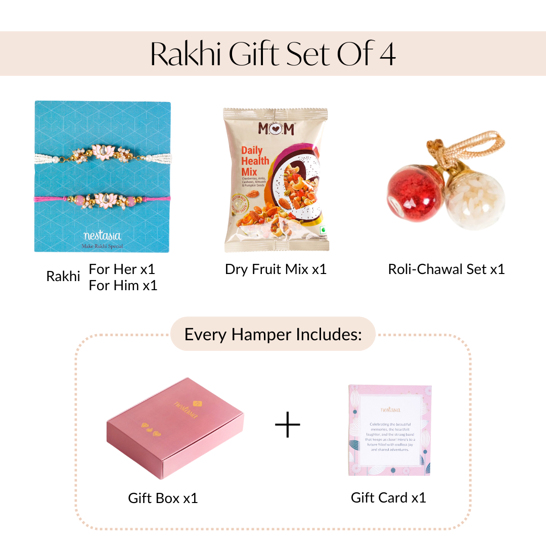 Pink Meenakari Lotus Raksha Bandhan Gift Hamper