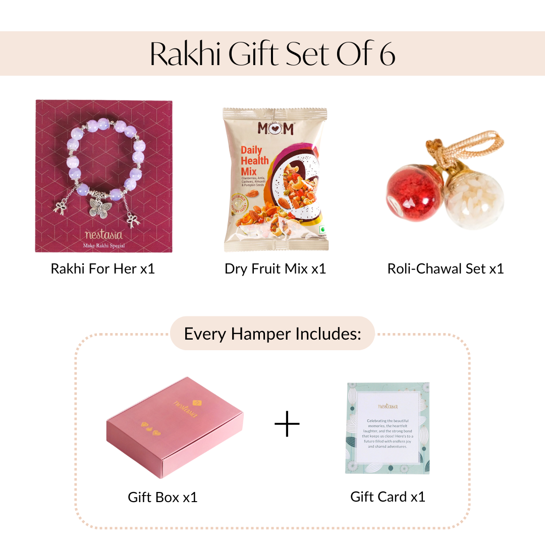 Beads Bracelet Rakhi Hamper Set Of 3 With Gift Card And Box
