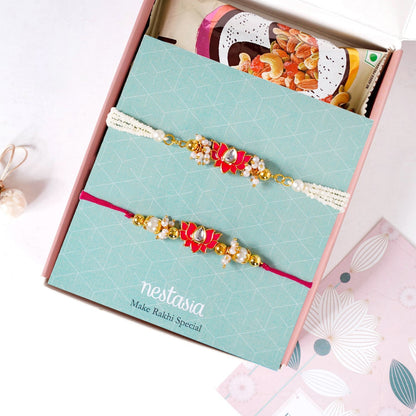 Kundan Lotus Rakhi Hamper For Couple