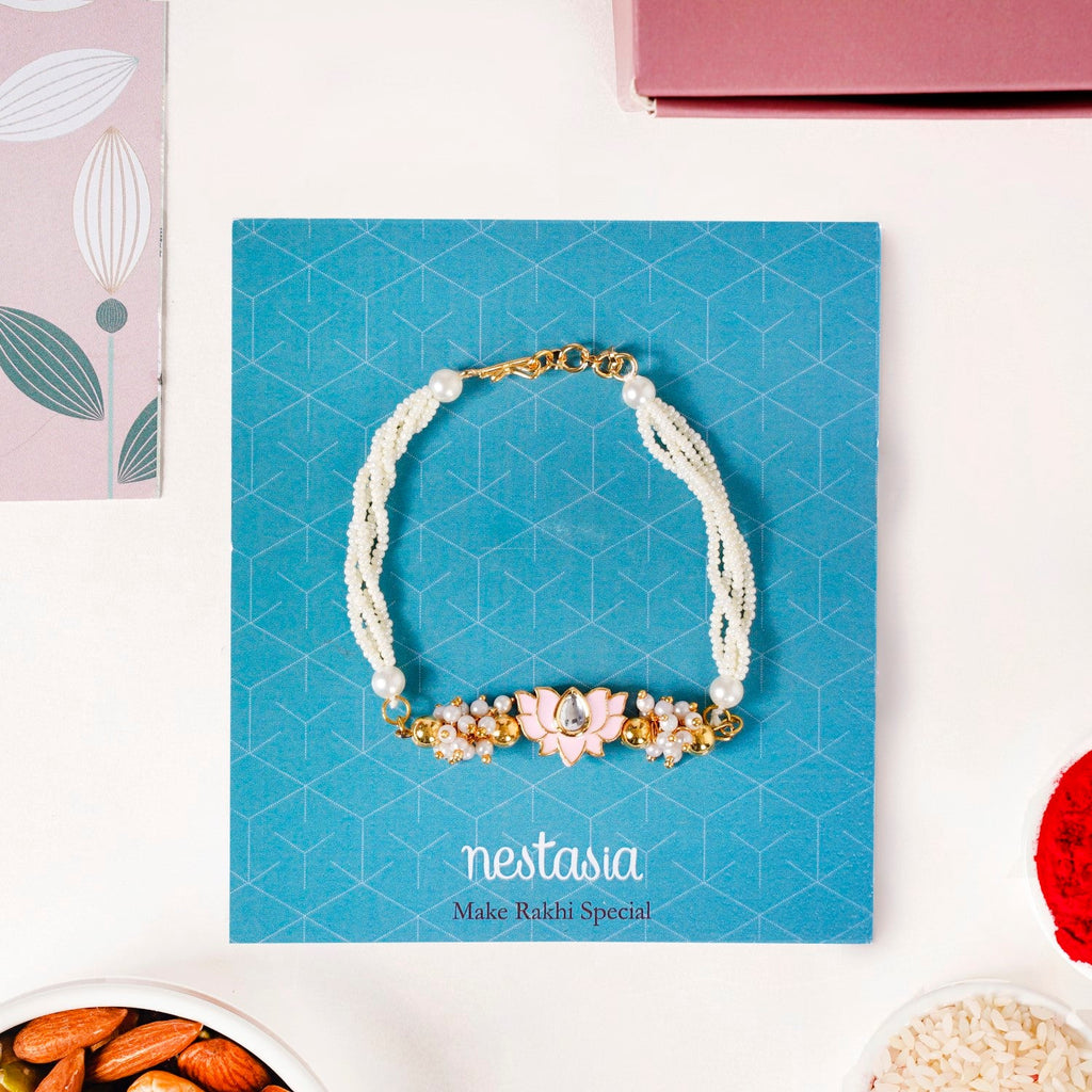 Pink Meenakari Lotus Raksha Bandhan Gift Hamper