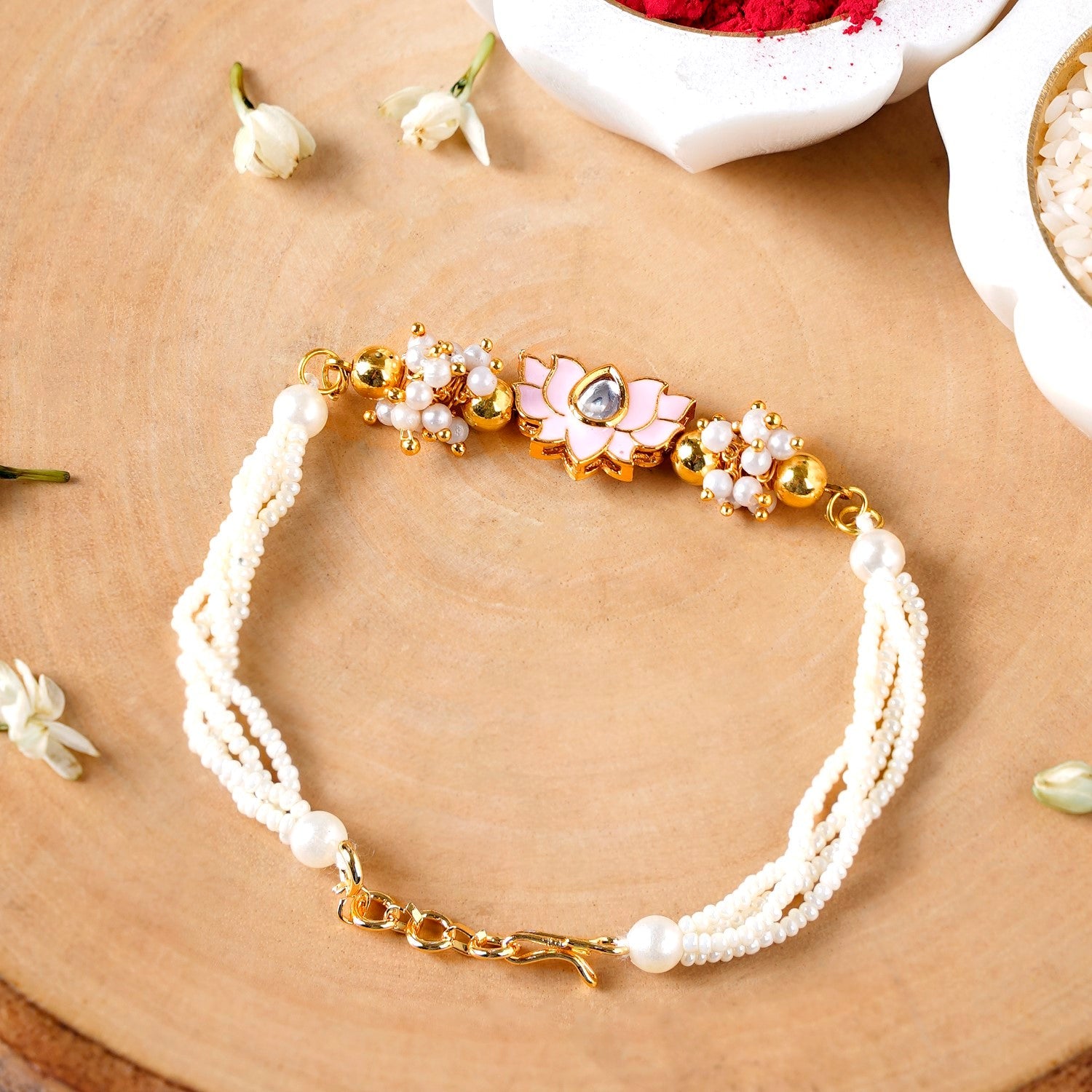 Pink Meenakari Lotus Raksha Bandhan Gift Hamper