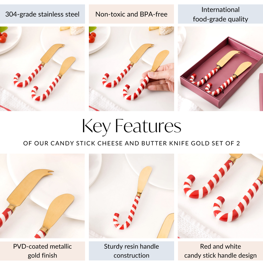 Candy Stick Cheese And Butter Knife Gold Set Of 2
