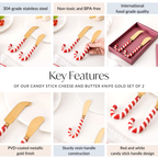 Candy Stick Cheese And Butter Knife Gold Set Of 2