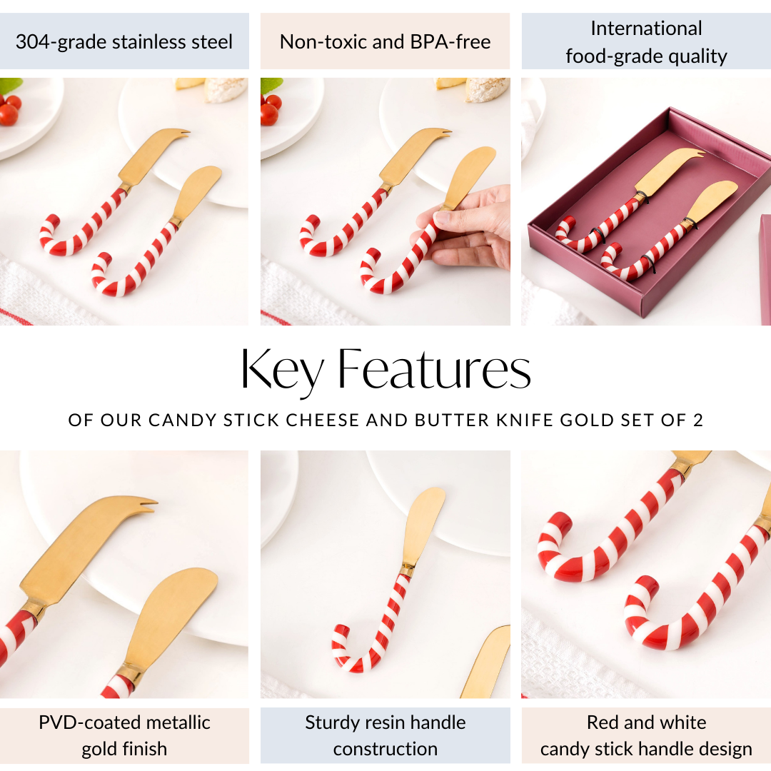 Candy Stick Cheese And Butter Knife Gold Set Of 2