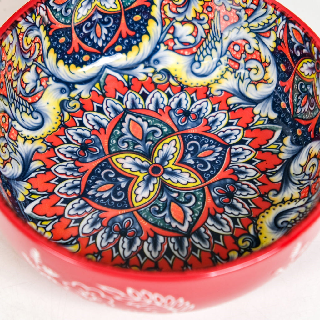 Red Mandala Melange Bowl With Handle 600ml