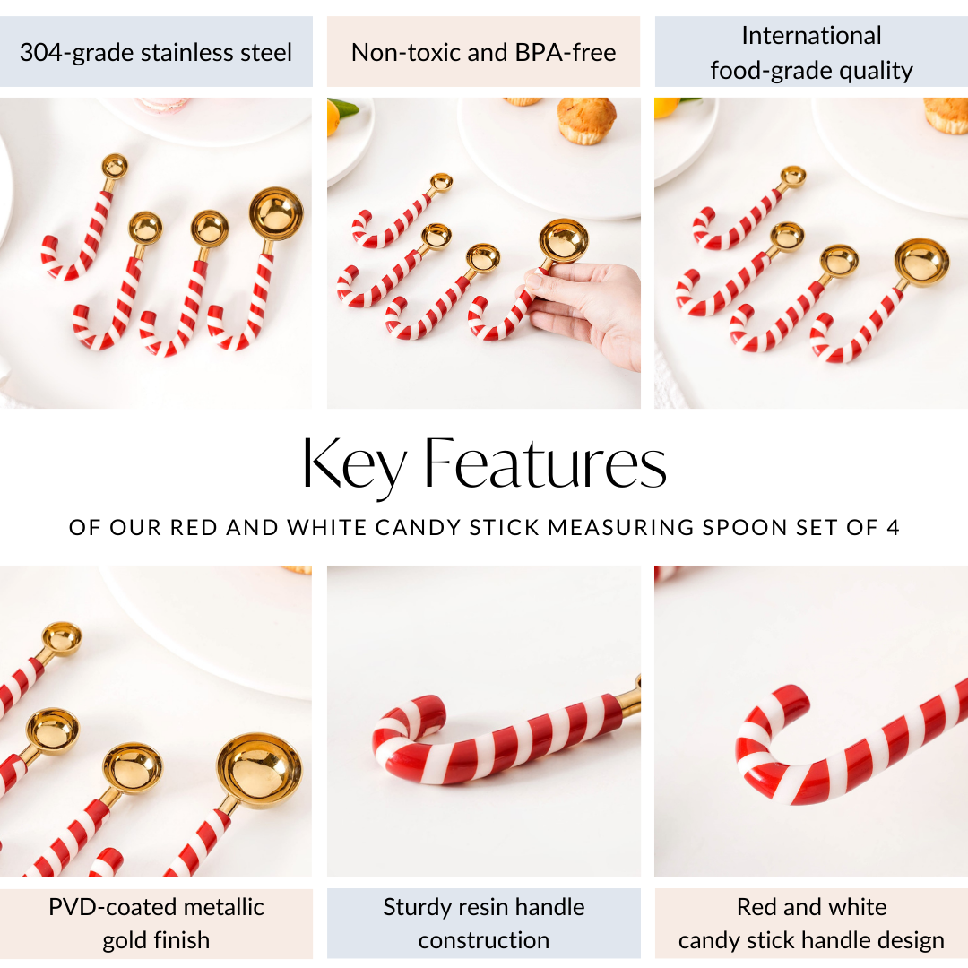 Candy Cane Measuring Spoon Set Of 4 Red White