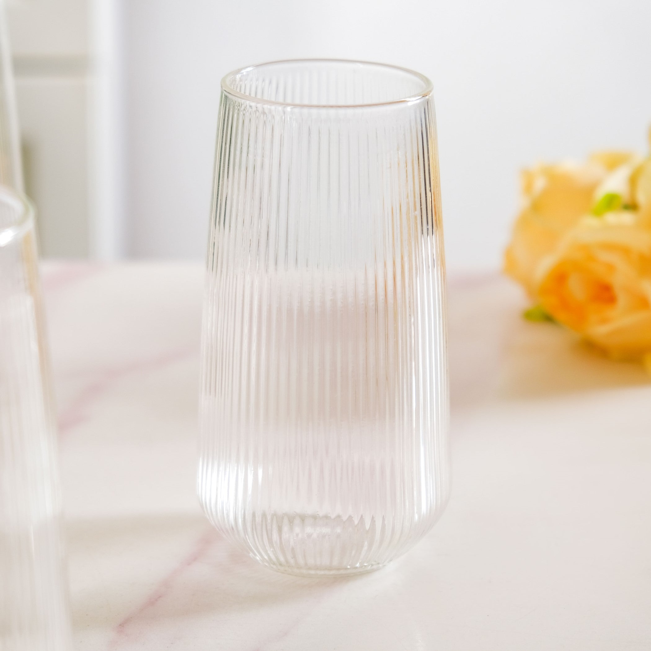 Ribbed Tall Glass Set Of 4 500ml