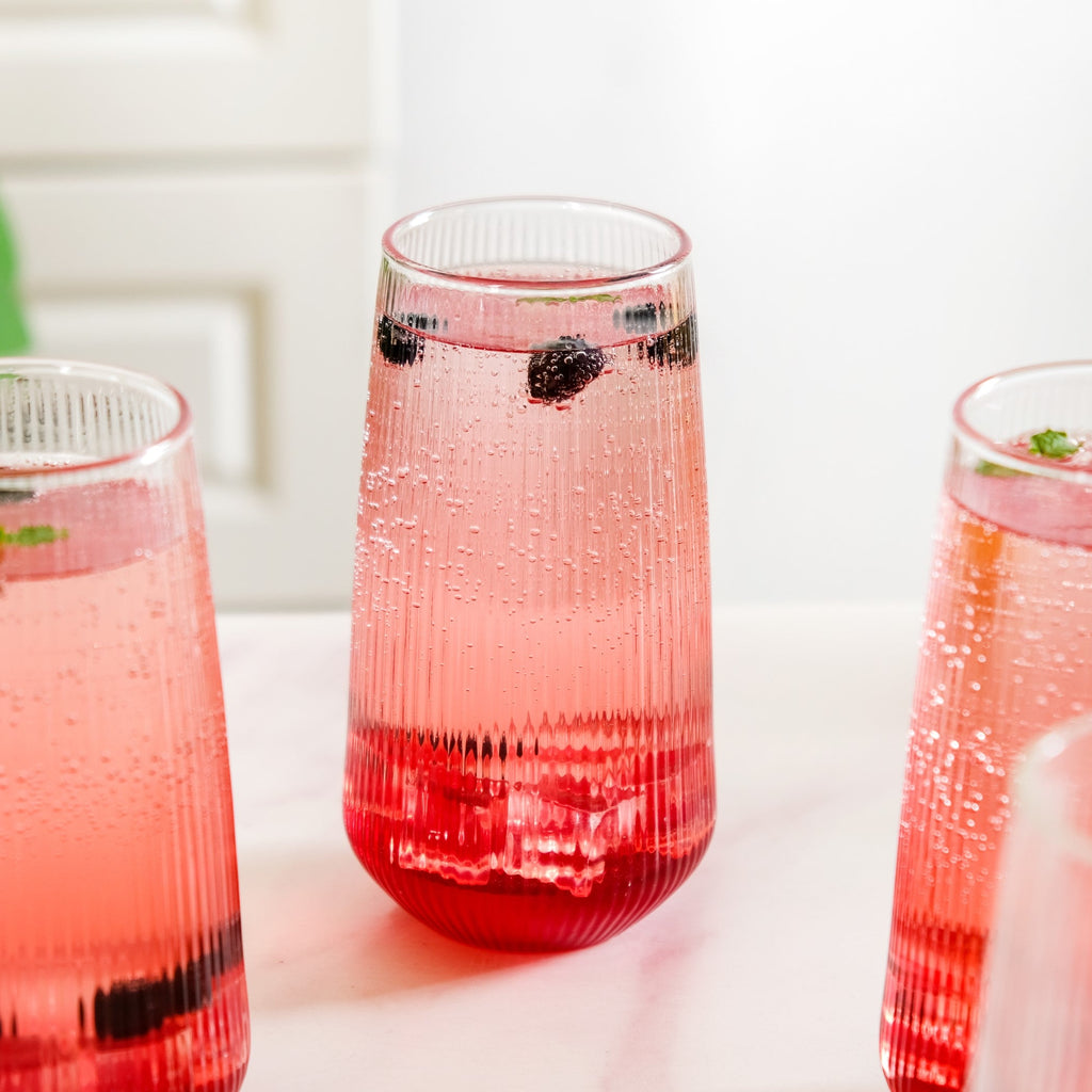 Ribbed Tall Glass Set Of 4 500ml
