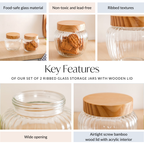 Glass Storage Jars Set of 2 With Wooden Lid 2200ml