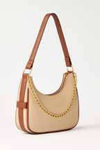 Elegant Beige Half-Moon Shoulder Bag for Women