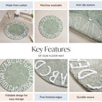Alphabets Round Cotton Anti Slip Kids Floor Mat 74x72cm