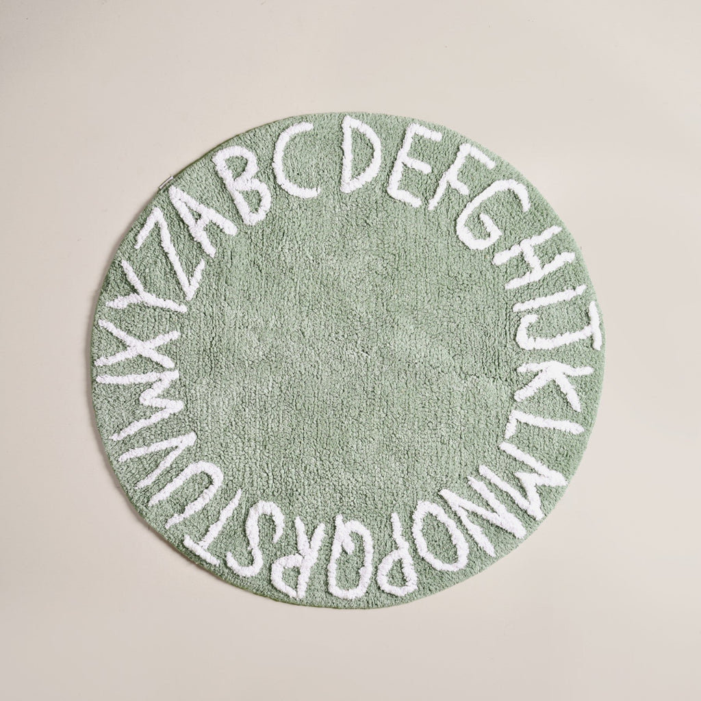 Alphabets Round Cotton Anti Slip Kids Floor Mat 74x72cm