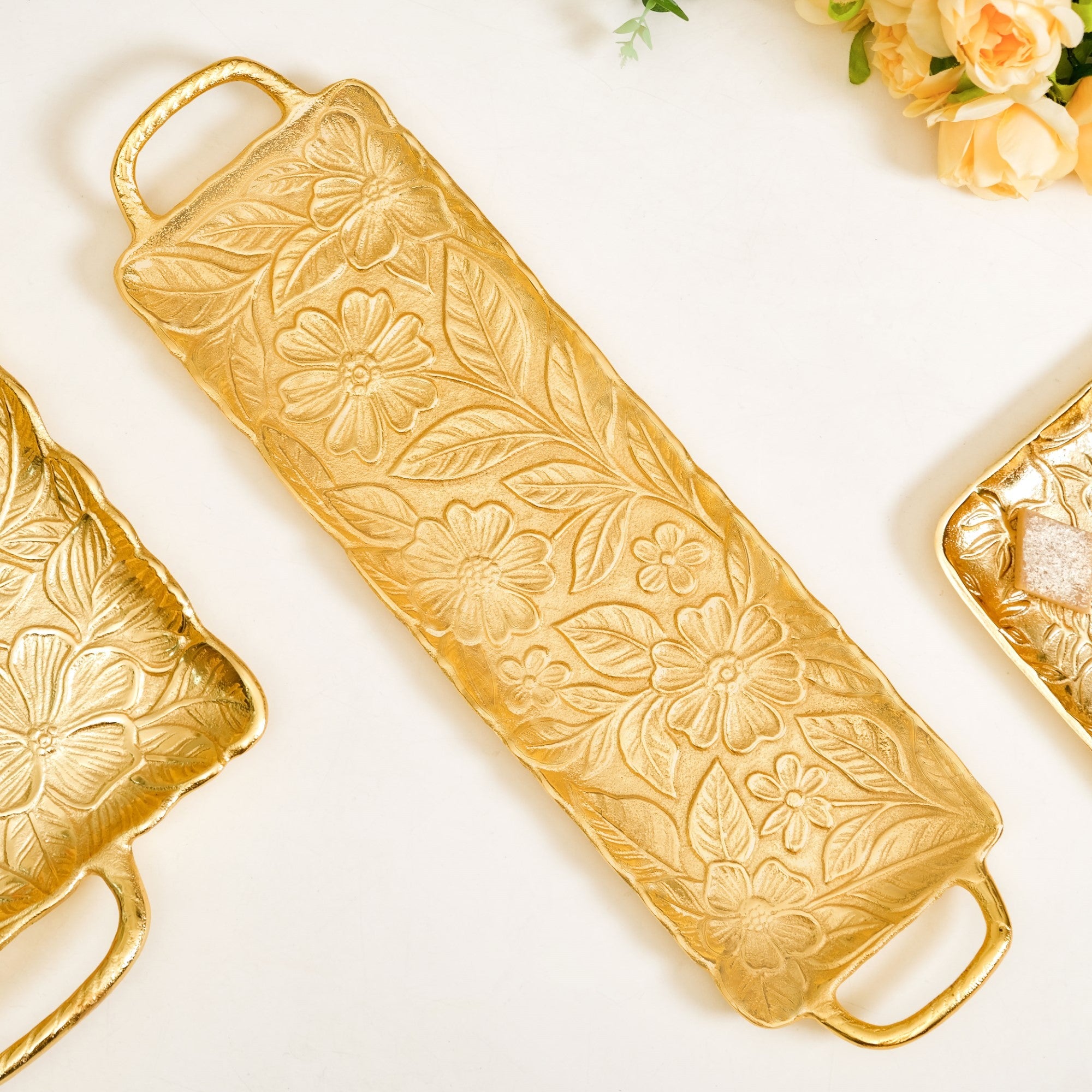 Decorative Royalcore Long Gold Tray