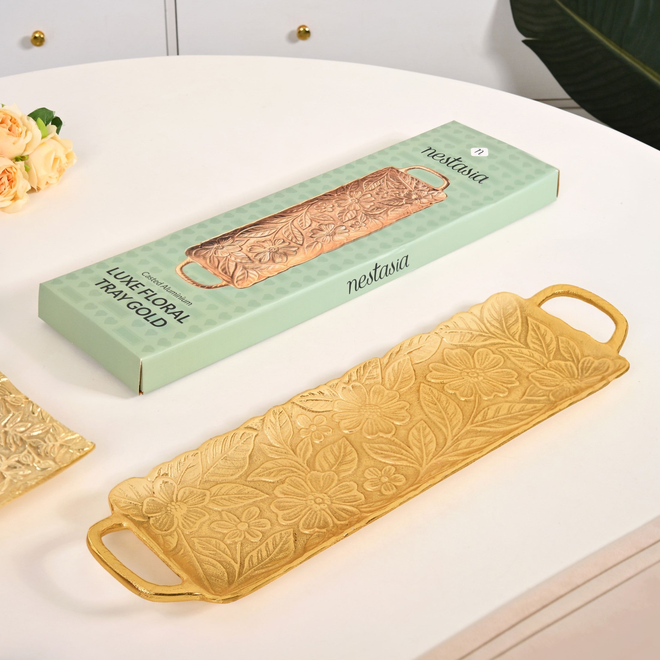 Decorative Royalcore Long Gold Tray