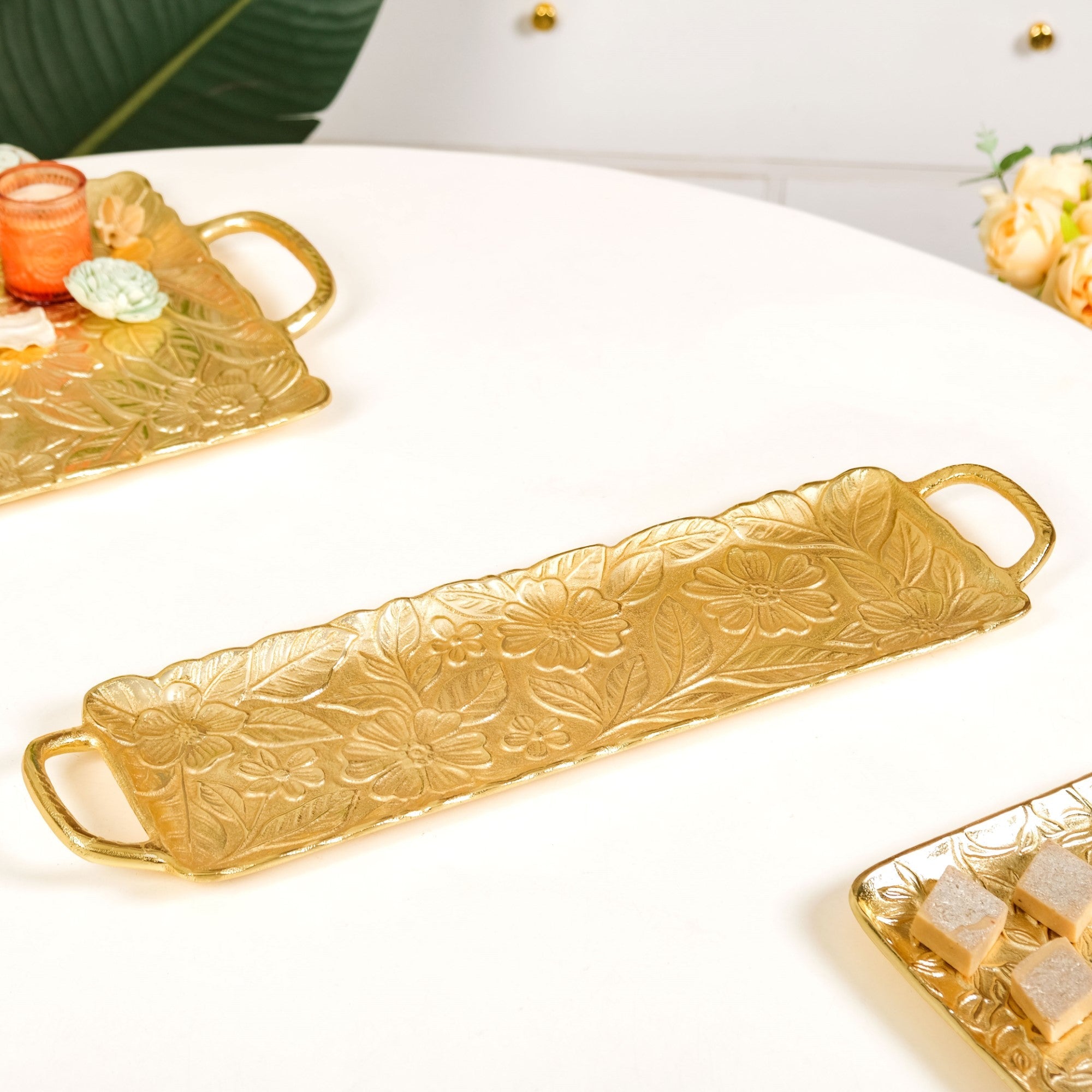 Decorative Royalcore Long Gold Tray