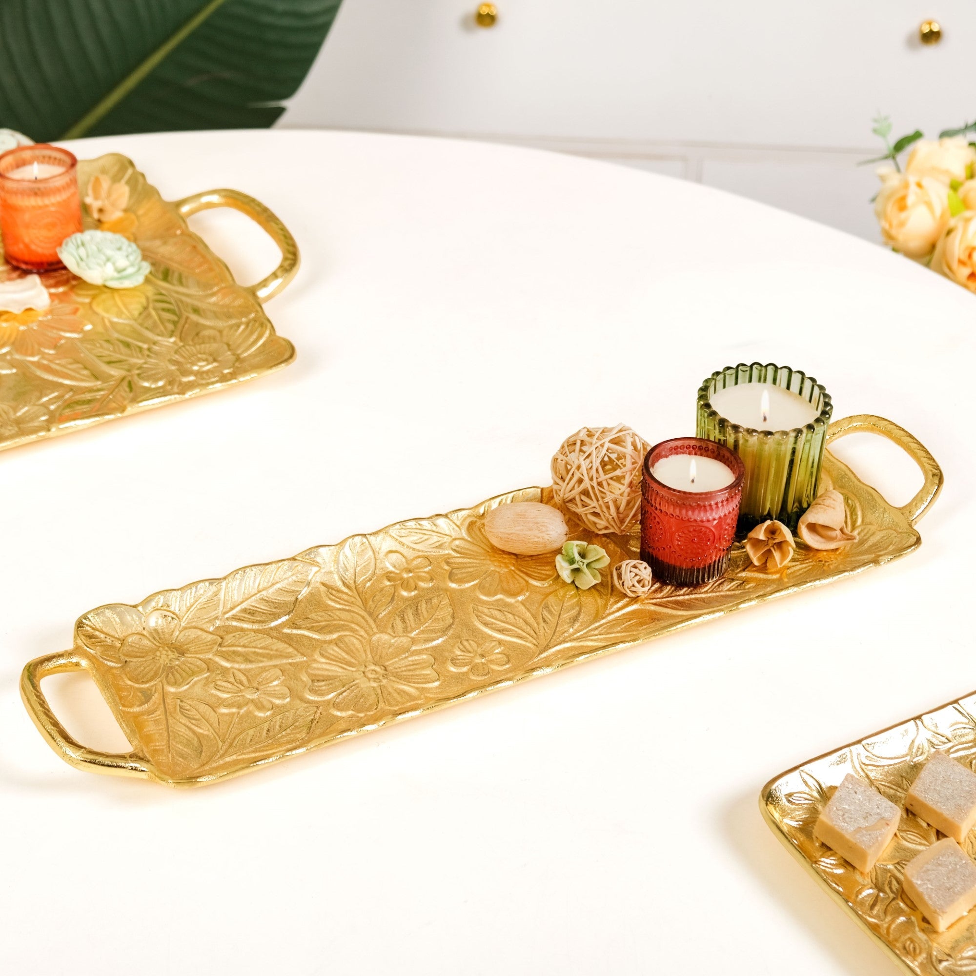 Decorative Royalcore Long Gold Tray
