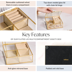 Fluted Lid Multi Section Glass Jewellery Box