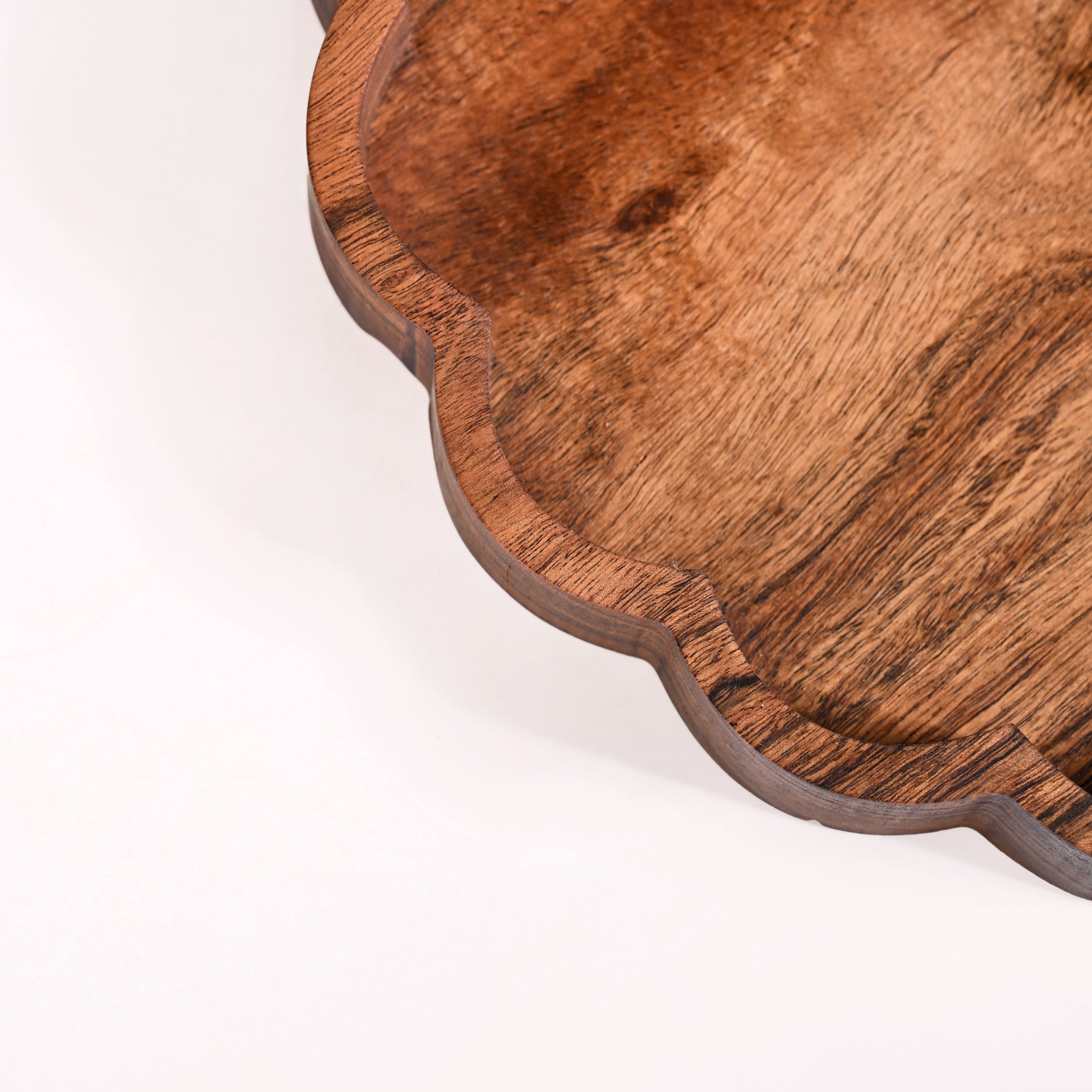 Rustic Scalloped Acacia Serving Platter 30cm