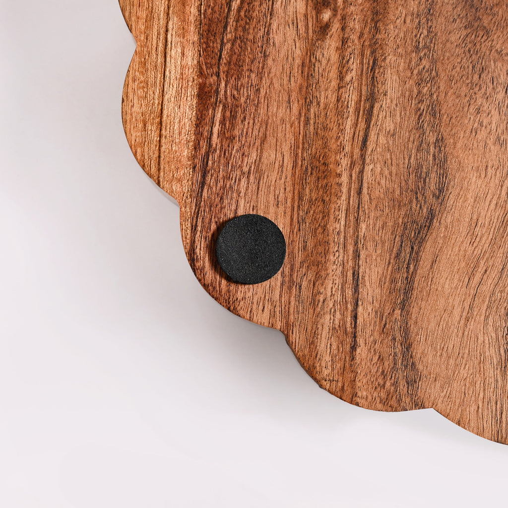 Rustic Scalloped Acacia Serving Platter 30cm