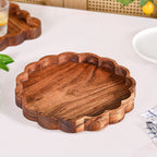 Rustic Scalloped Acacia Serving Platter 30cm