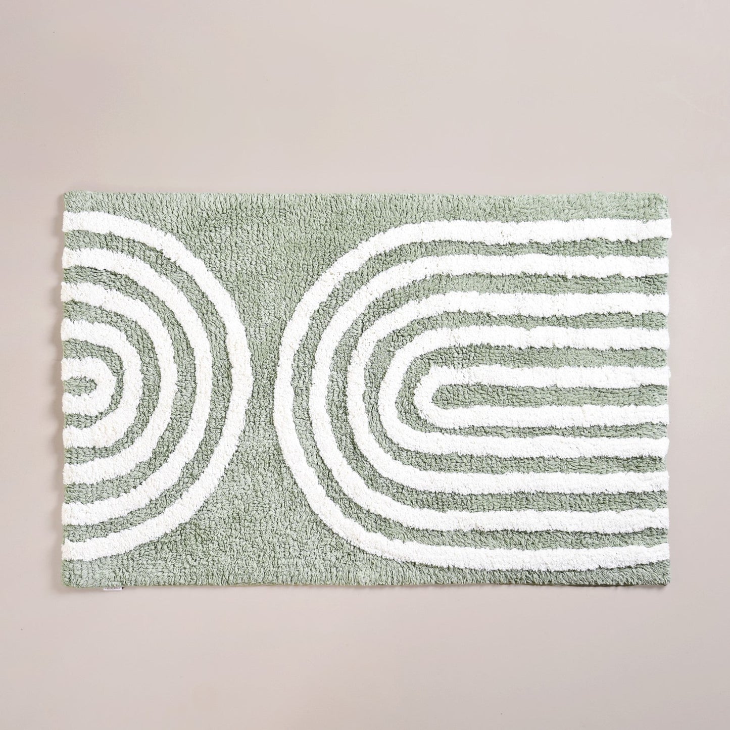 Sage Green Tufted Cotton Anti Slip Floor Mat 82x52cm