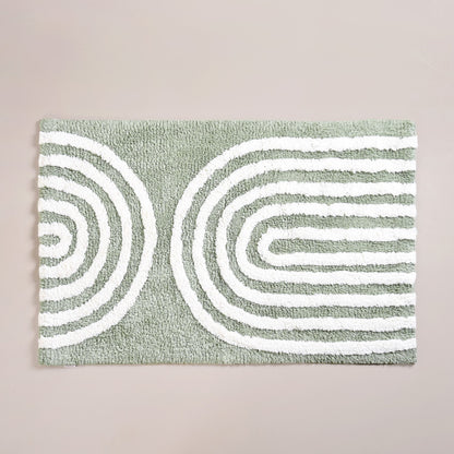 Sage Green Tufted Cotton Anti Slip Floor Mat 82x52cm