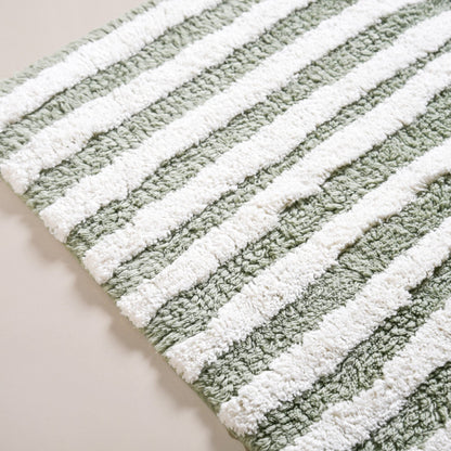 Sage Green Tufted Cotton Anti Slip Floor Mat 82x52cm