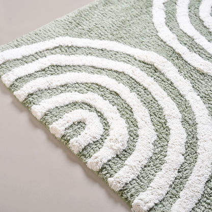 Sage Green Tufted Cotton Anti Slip Floor Mat 82x52cm
