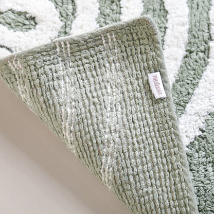 Sage Green Tufted Cotton Anti Slip Floor Mat 82x52cm